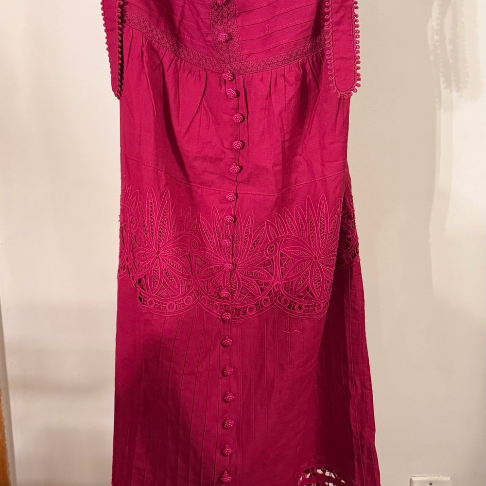 Farm Rio Fuchsia Lace-Detail Midi Dress - Picture 5 of 6